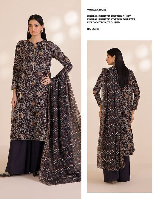 ZELLBURY | Unstitched 3PC Printed Cotton