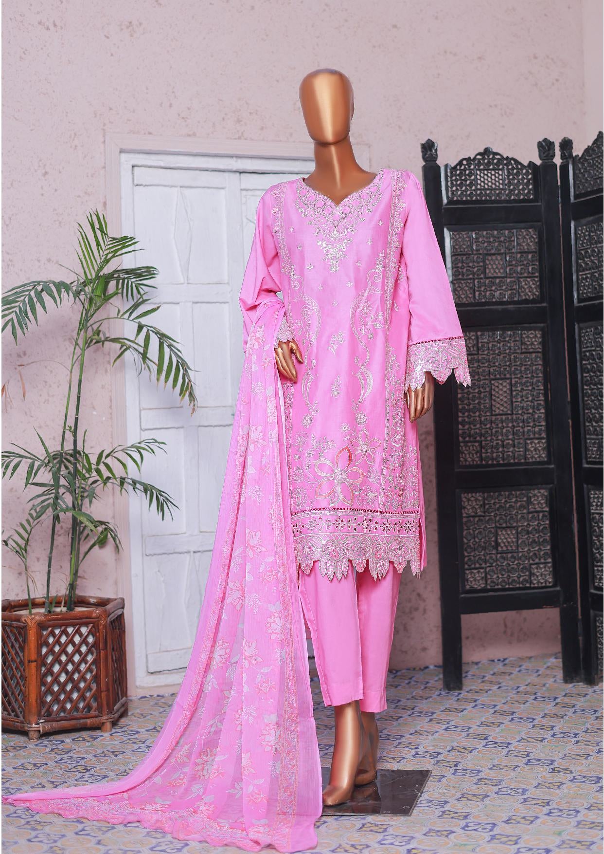 Bin Saeed | Stitched 3-Piece Embroidered Lawn Suit