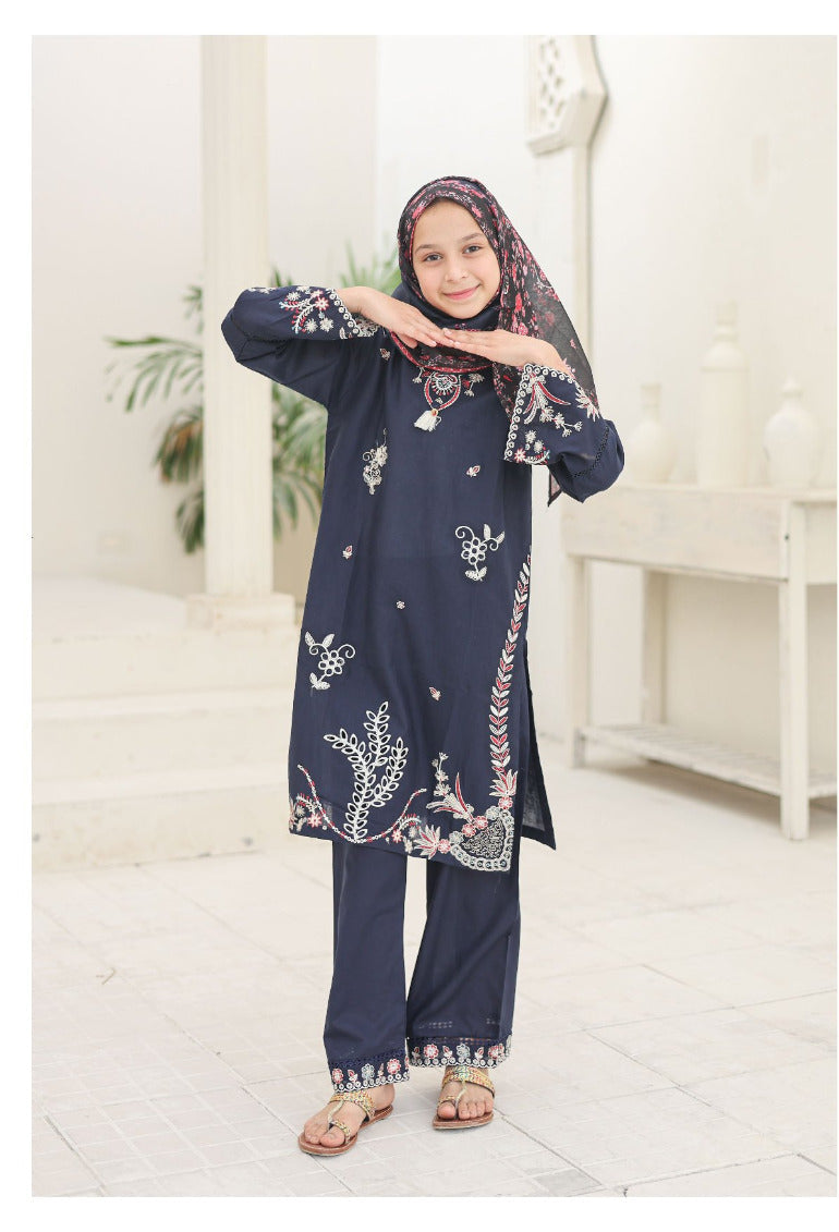 Suntex Fabrics | Shifa Kids Stitched 3 Pc Embroidered Lawn Festive Eid Collection