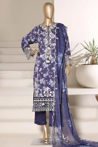 Sada Bahar | Stitch 3 PC Signature Festive Embroidered Lawn with Printed Chiffon Dupatta