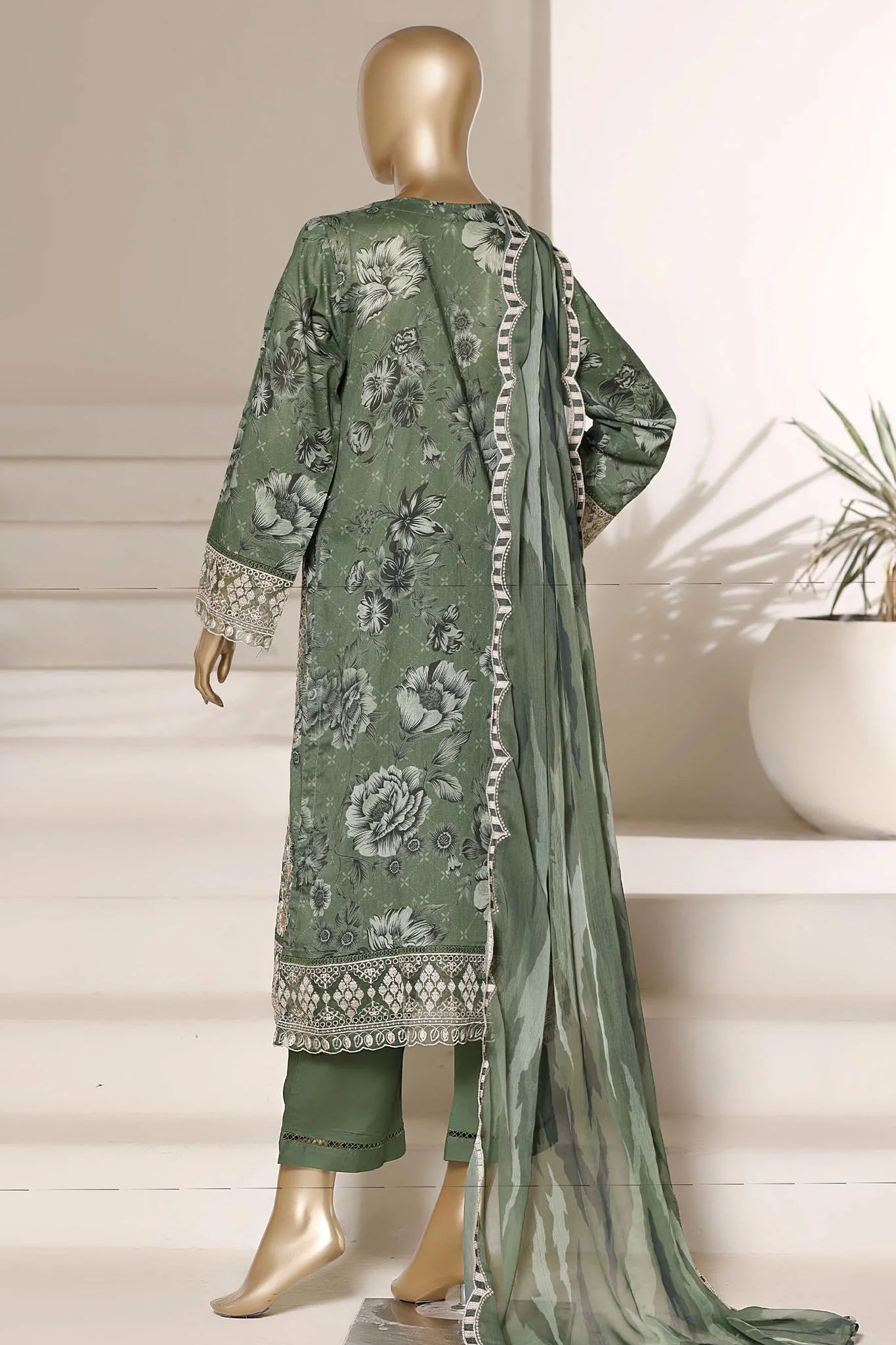 Sada Bahar | Stitch 3 PC Signature Festive Embroidered Lawn with Printed Chiffon Dupatta
