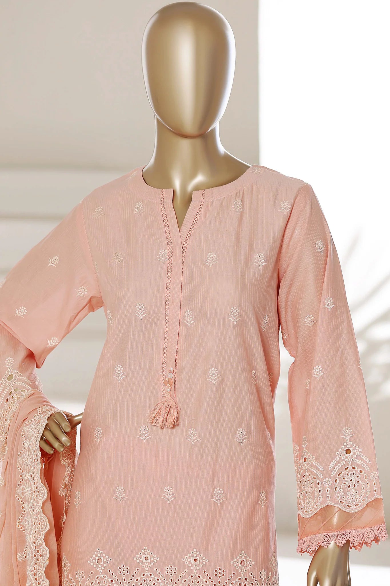 Sada Bahar | Stitch 3 Pc Chikankari Suit featuring 3D laser cut work