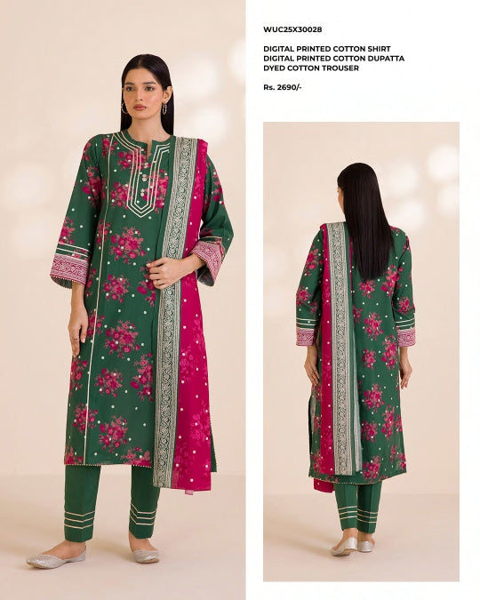 ZELLBURY | Unstitched 3PC Printed Cotton