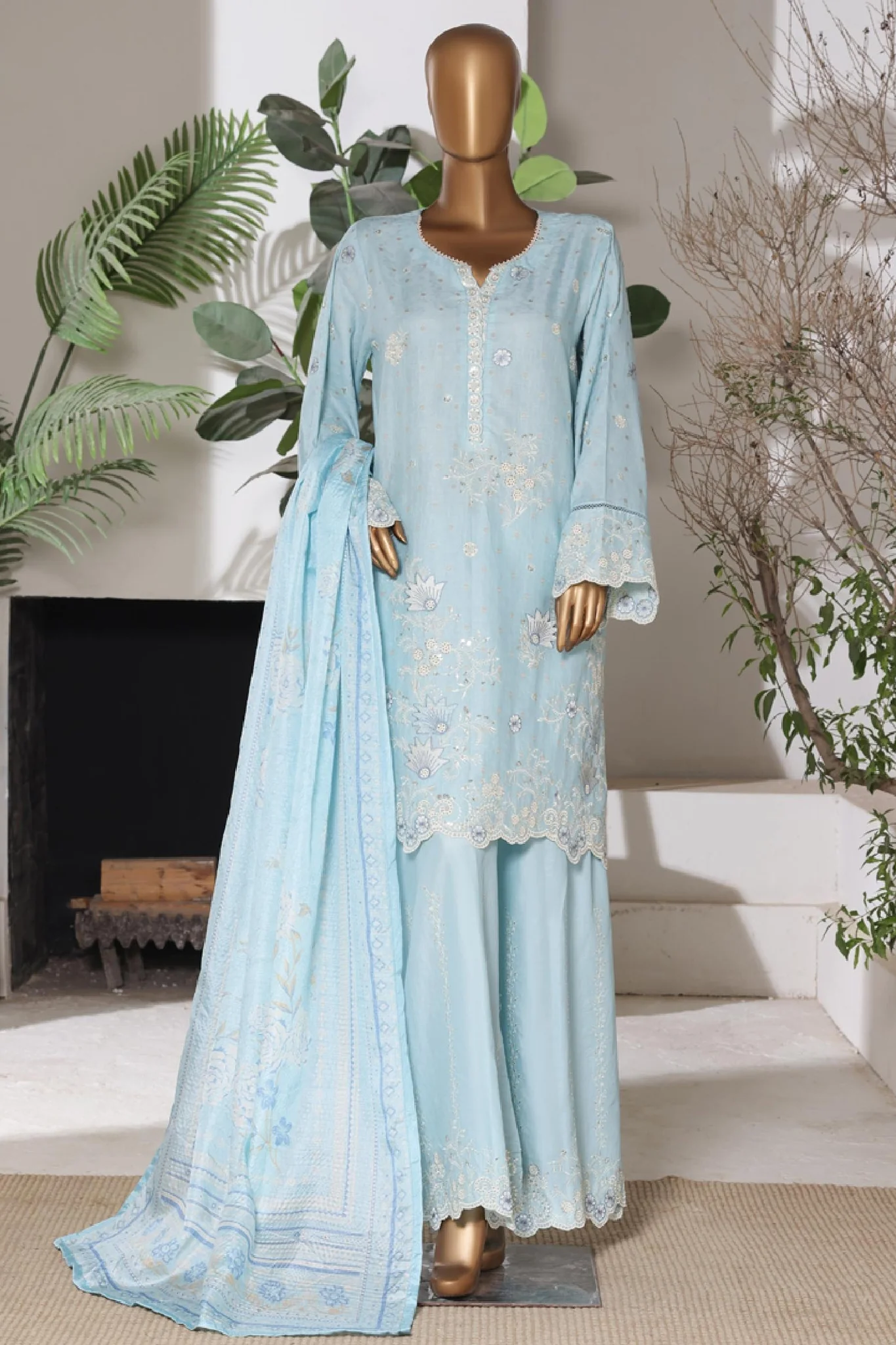 BIN SAEED | Stitched 3pc Embroidered Jacquard Lawn
