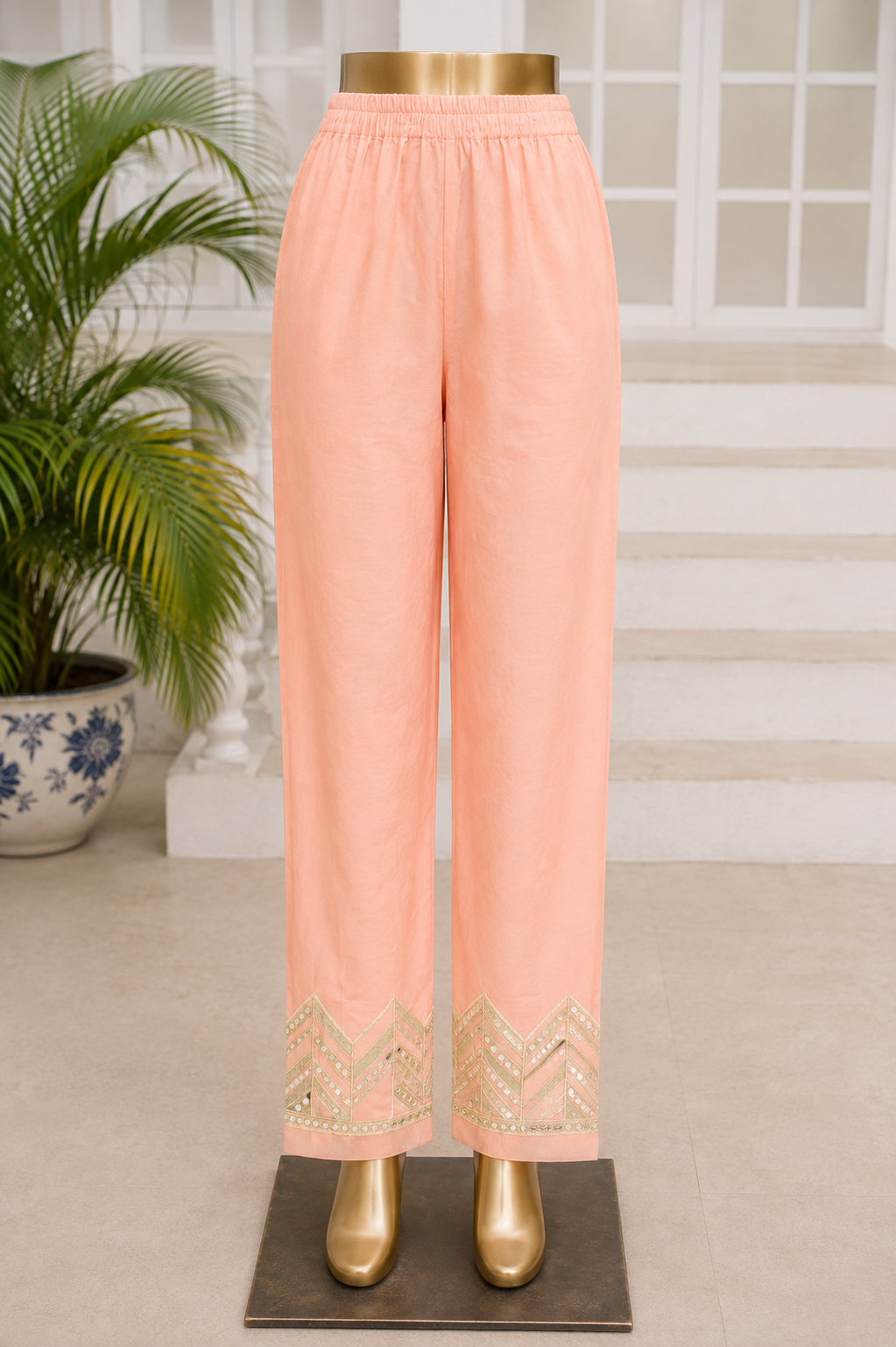 SADA BAHAR | Stitched Embroidered Raw Silk Trousers