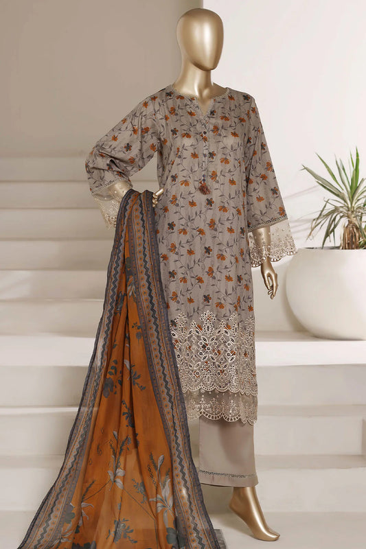 Sada Bahar | Stitched 3 Piece Festive Embroidered Lawn With Printed Dupatta