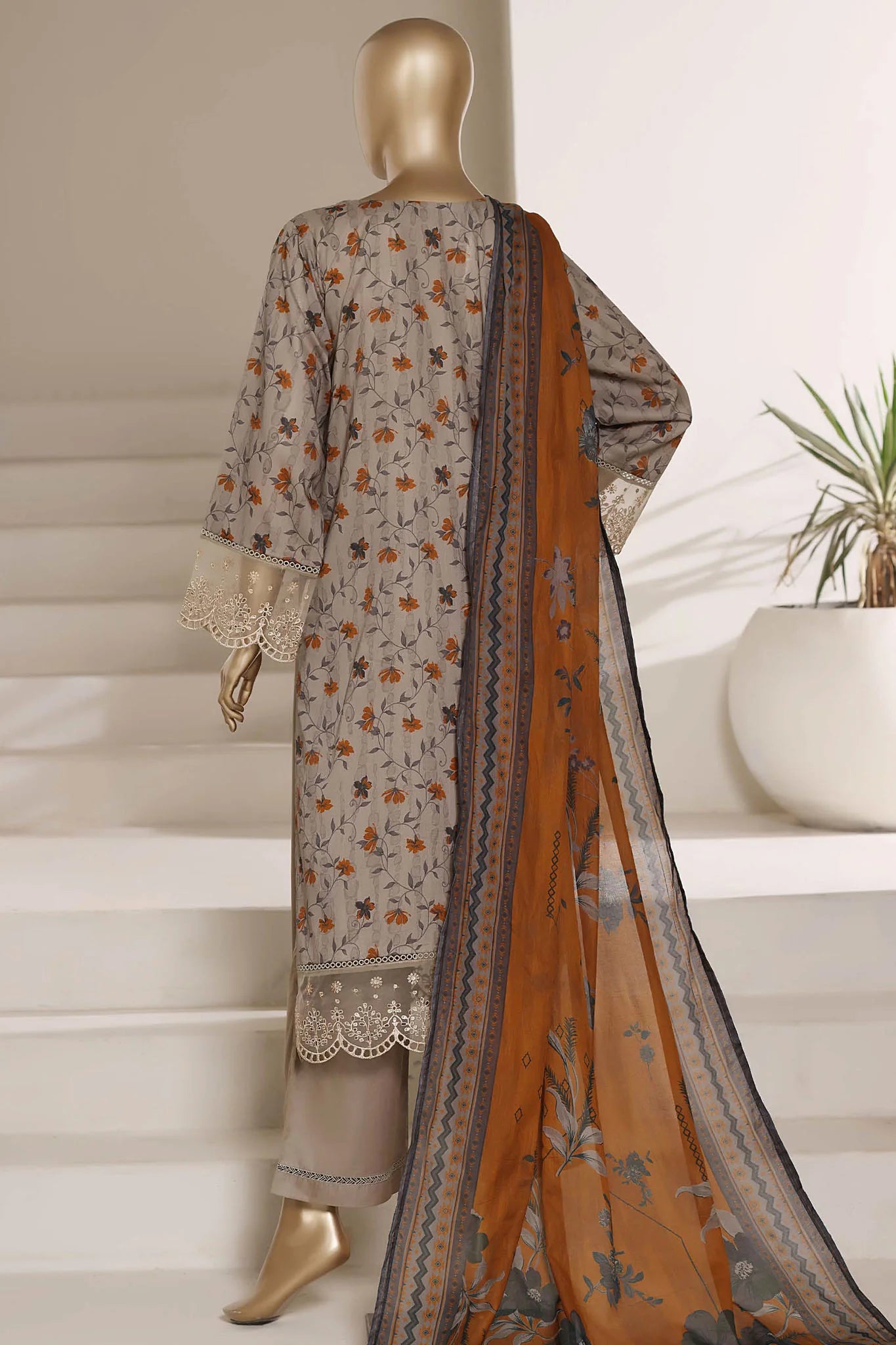 Sada Bahar | Stitched 3 Piece Festive Embroidered Lawn With Printed Dupatta