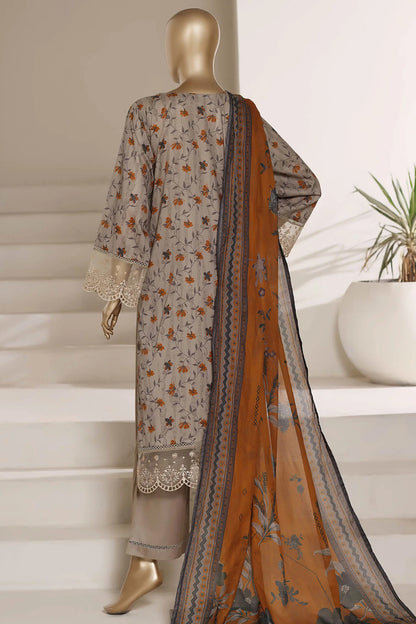 Sada Bahar | Stitched 3 Piece Festive Embroidered Lawn With Printed Dupatta