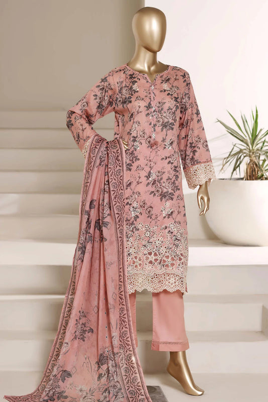 Sada Bahar | Stitched 3 Piece Festive Embroidered Lawn With Printed Dupatta