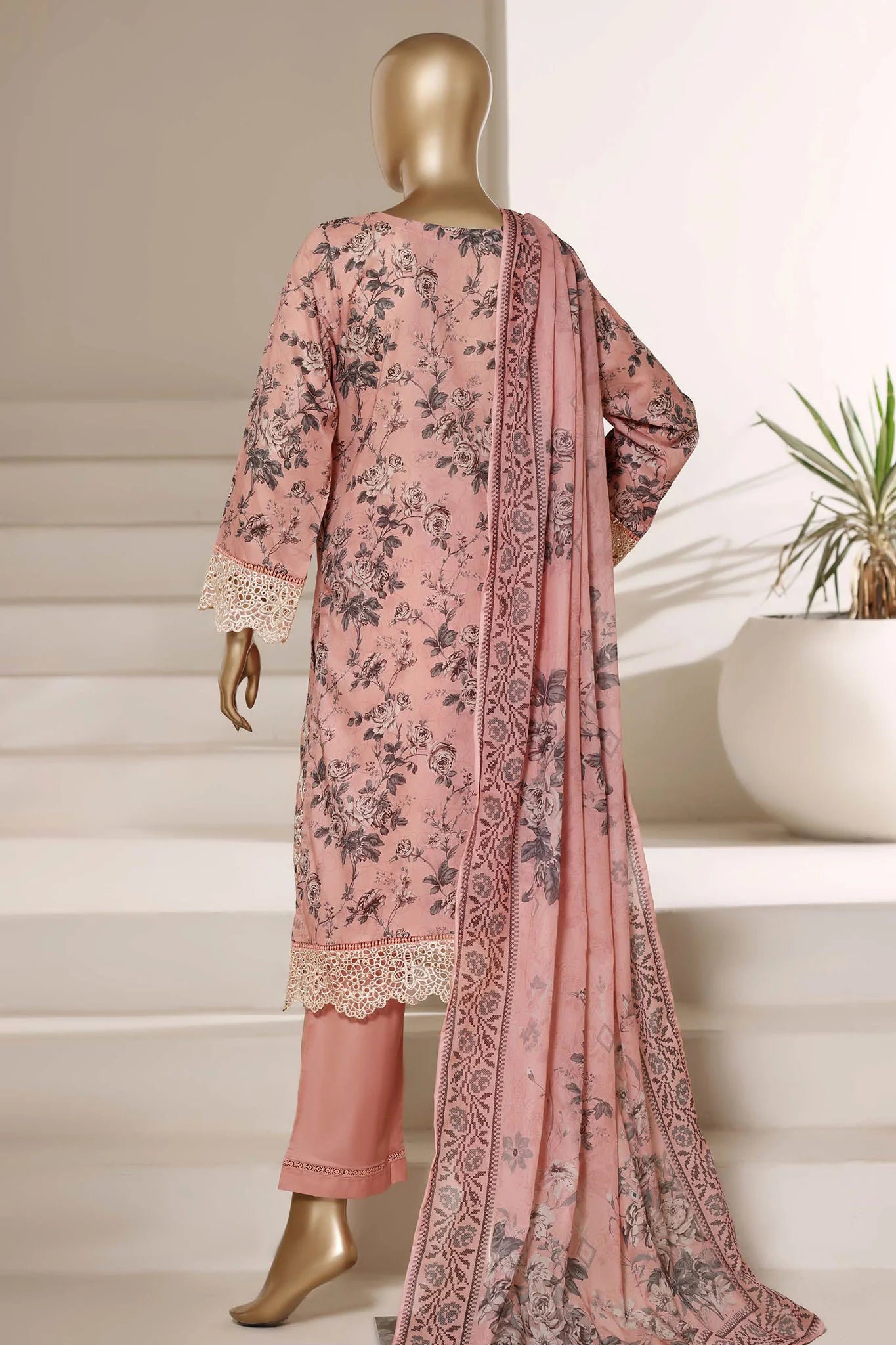 Sada Bahar | Stitched 3 Piece Festive Embroidered Lawn With Printed Dupatta