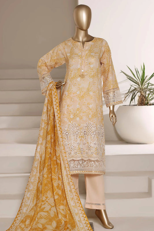 Sada Bahar | Stitched 3 Piece Festive Embroidered Lawn With Printed Dupatta