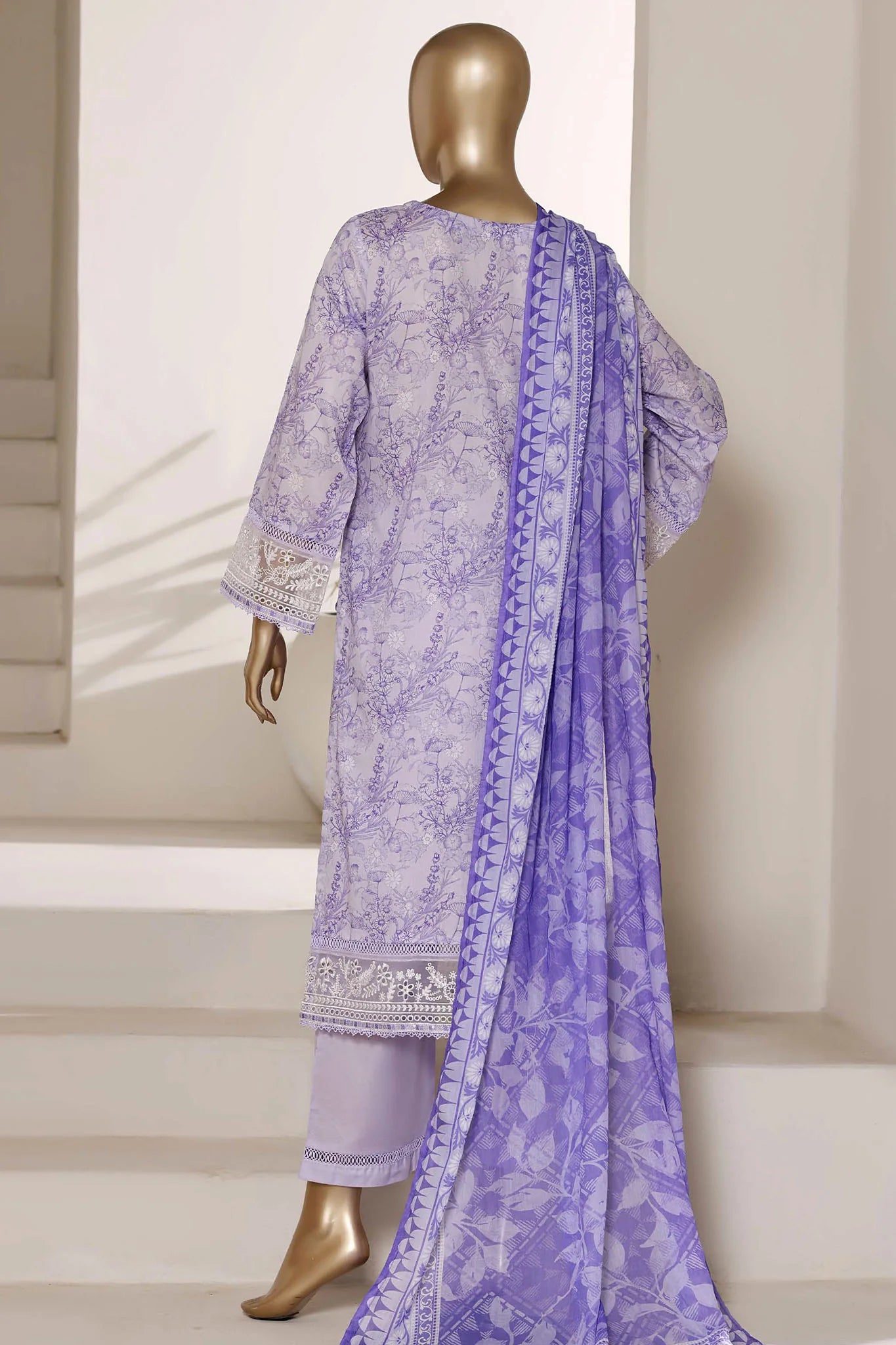 Sada Bahar | Stitched 3 Piece Festive Embroidered Lawn With Printed Dupatta