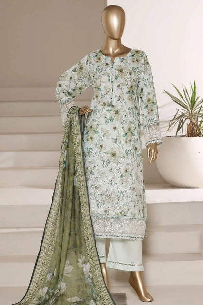 Sada Bahar | Stitched 3 Piece Festive Embroidered Lawn With Printed Dupatta