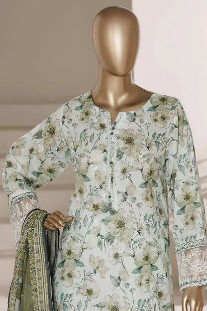 Sada Bahar | Stitched 3 Piece Festive Embroidered Lawn With Printed Dupatta