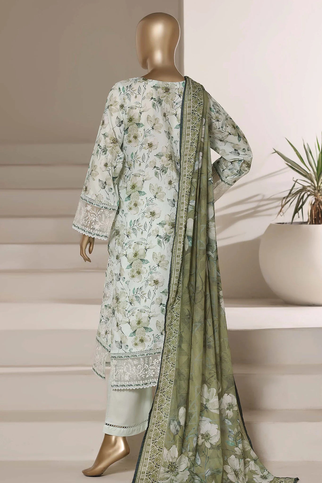 Sada Bahar | Stitched 3 Piece Festive Embroidered Lawn With Printed Dupatta