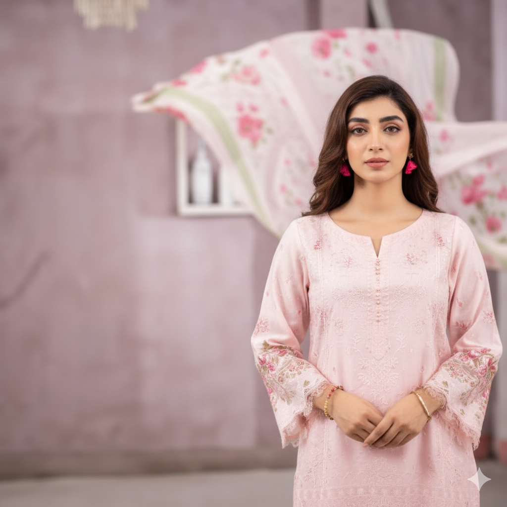 Silwalo | Exclusive Stitched 3 Pc Embroidered Cotton Collection with Chiffon Dupatta – Vol 2