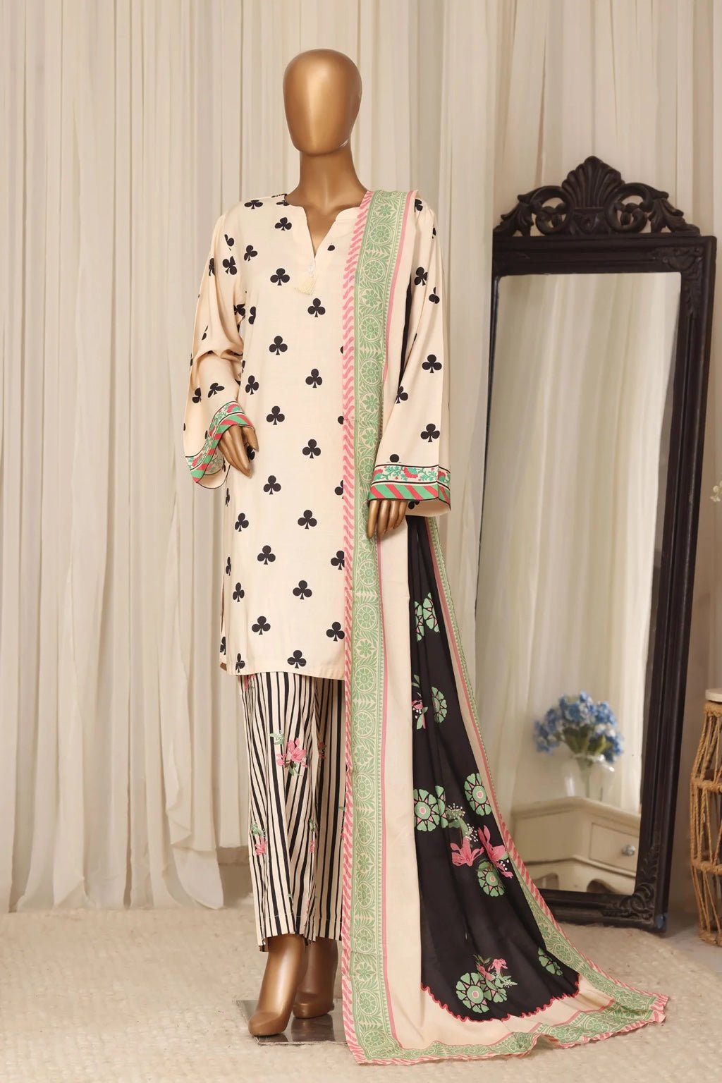 Sada Bahar | Stitched 3Pc Printed Linen - Premium Winter Collection - BarerahFabrics