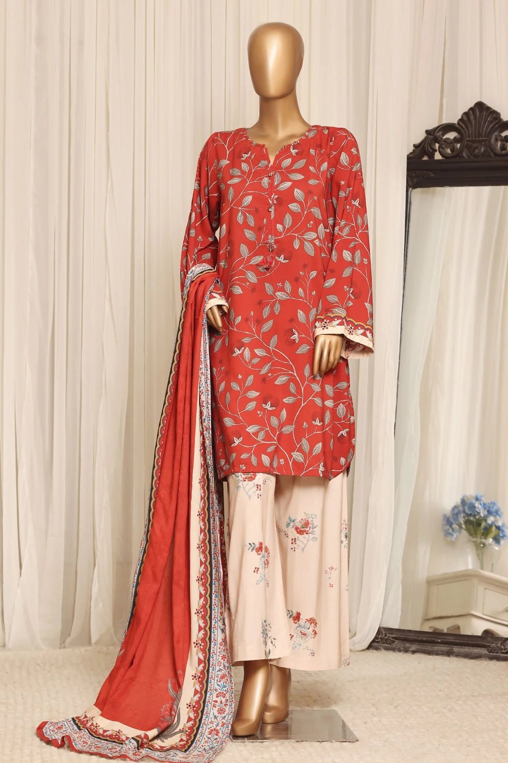 Sada Bahar | Stitched 3Pc Printed Linen - Premium Winter Collection - BarerahFabrics