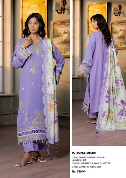 Zullbery Unstitched Digital Embroidered 3 Piece Lawn Collection
