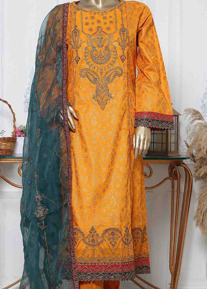 Bin Saeed | Stitch 3 Pc Block Printed Embroidered Lawn Frock