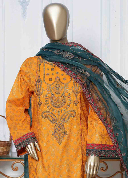 Bin Saeed | Stitch 3 Pc Block Printed Embroidered Lawn Frock