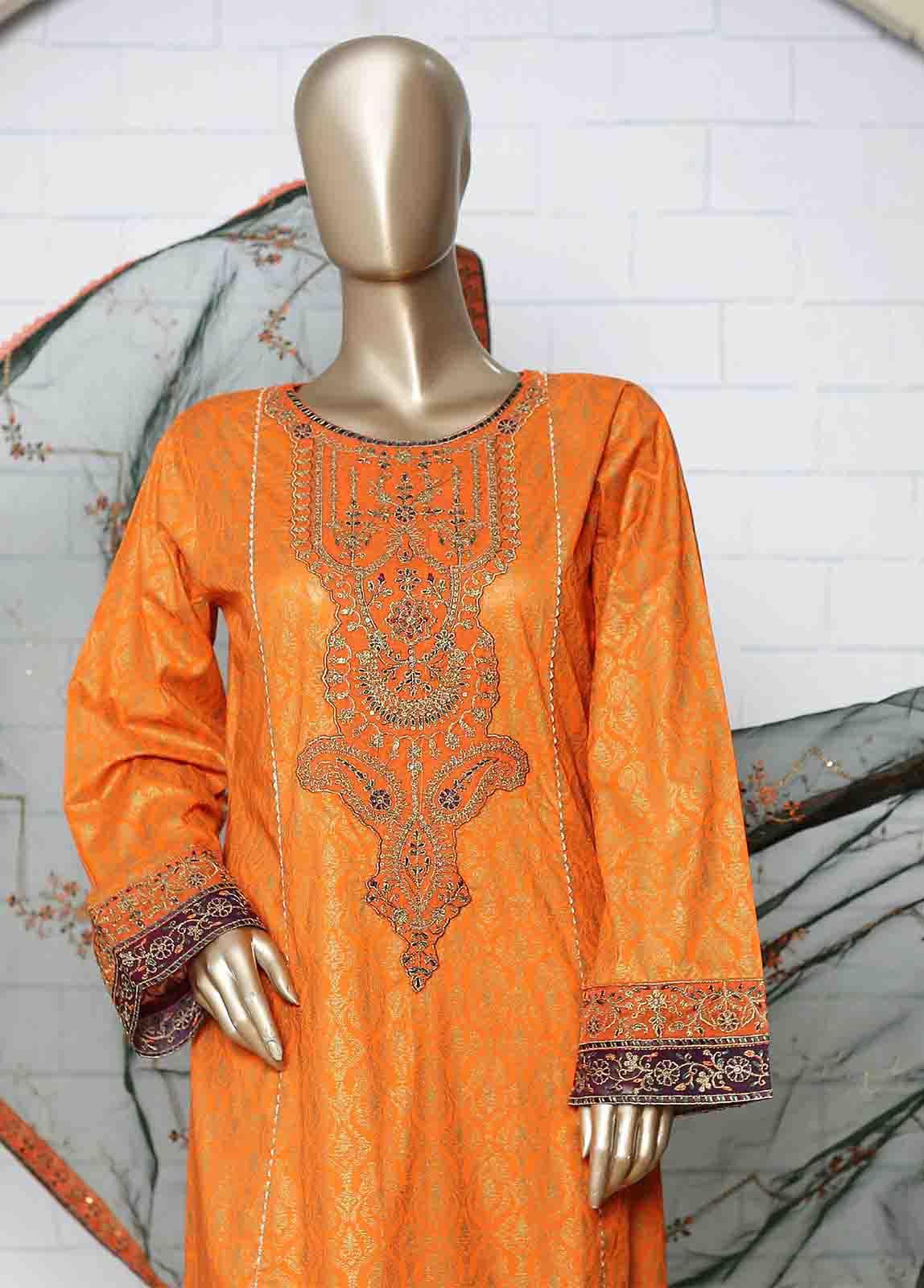 Bin Saeed | Stitch 3 Pc Block Printed Embroidered Lawn Frock