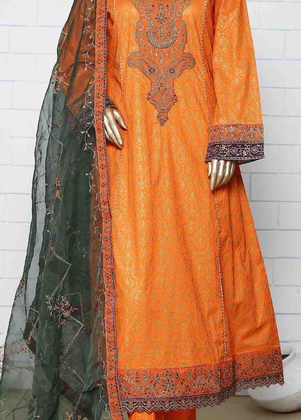 Bin Saeed | Stitch 3 Pc Block Printed Embroidered Lawn Frock