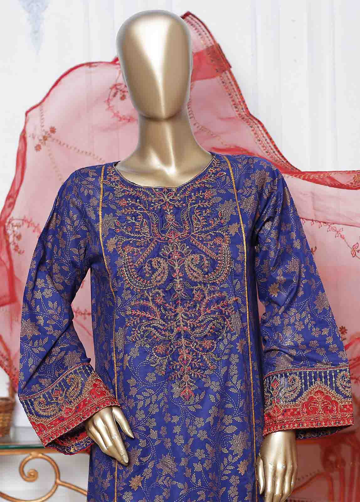 Bin Saeed | Stitch 3 Pc Block Printed Embroidered Lawn Frock