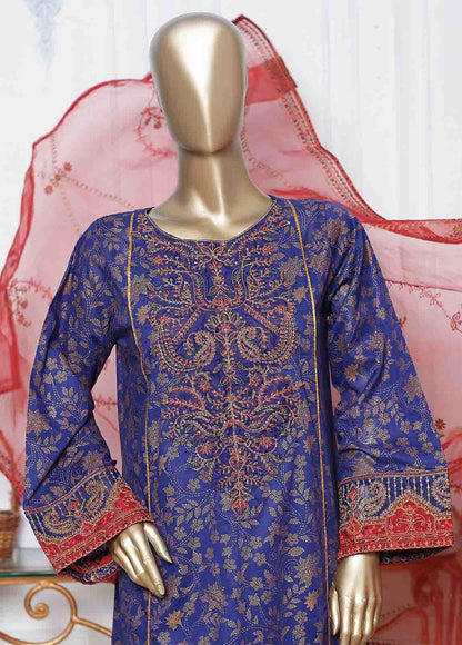 Bin Saeed | Stitch 3 Pc Block Printed Embroidered Lawn Frock