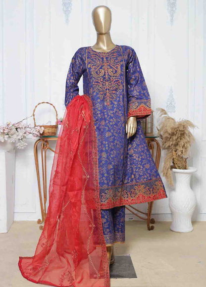 Bin Saeed | Stitch 3 Pc Block Printed Embroidered Lawn Frock