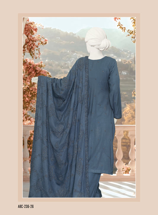 ABC Fabrics by Parisa – Embroidered Winter Slub Collection | Luxury Unstitched Winter Suits for Women