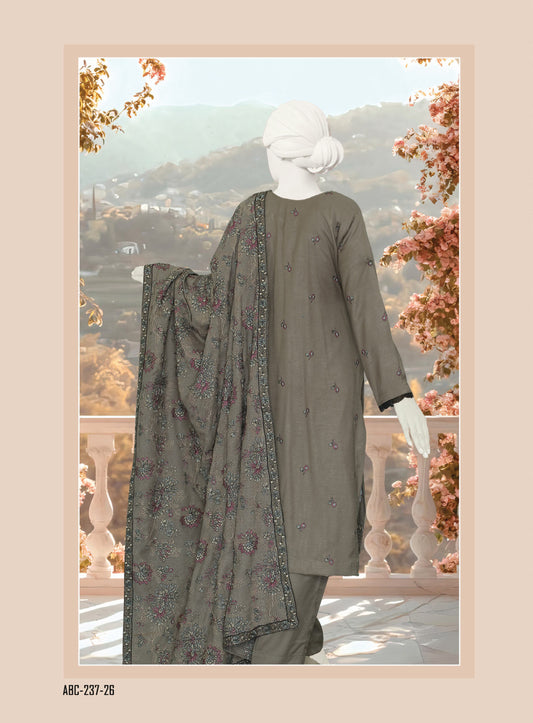ABC Fabrics by Parisa – Embroidered Winter Slub Collection | Luxury Unstitched Winter Suits for Women