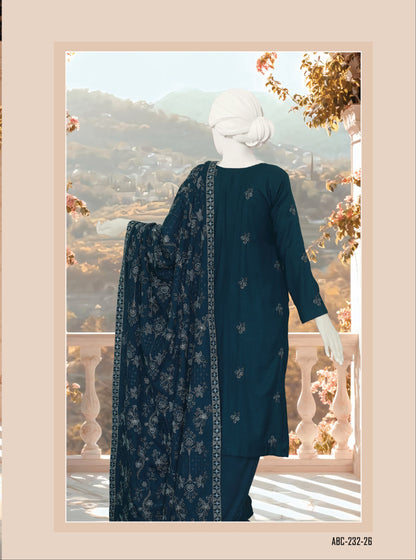 ABC Fabrics by Parisa – Embroidered Winter Slub Collection | Luxury Unstitched Winter Suits for Women