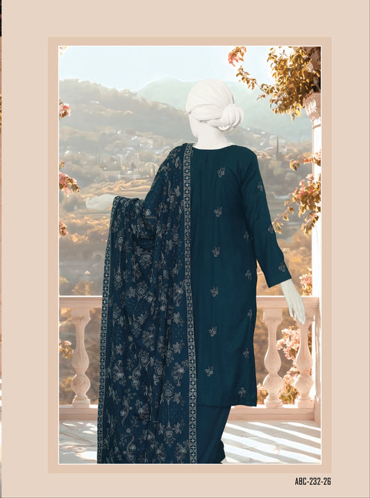 ABC Fabrics by Parisa – Embroidered Winter Slub Collection | Luxury Unstitched Winter Suits for Women