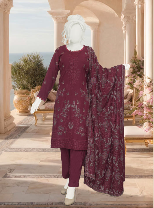 ABC Fabrics by Parisa – Embroidered Winter Slub Collection | Luxury Unstitched Winter Suits for Women