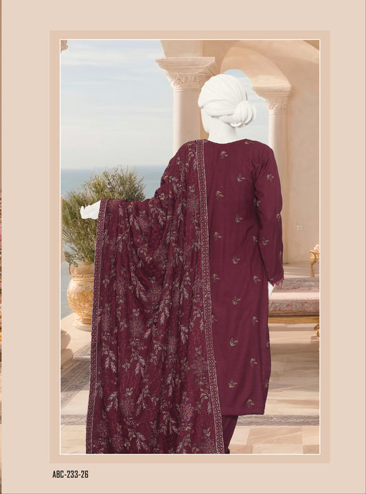 ABC Fabrics by Parisa – Embroidered Winter Slub Collection | Luxury Unstitched Winter Suits for Women