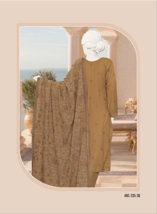 ABC Fabrics by Parisa – Embroidered Winter Slub Collection | Luxury Unstitched Winter Suits for Women