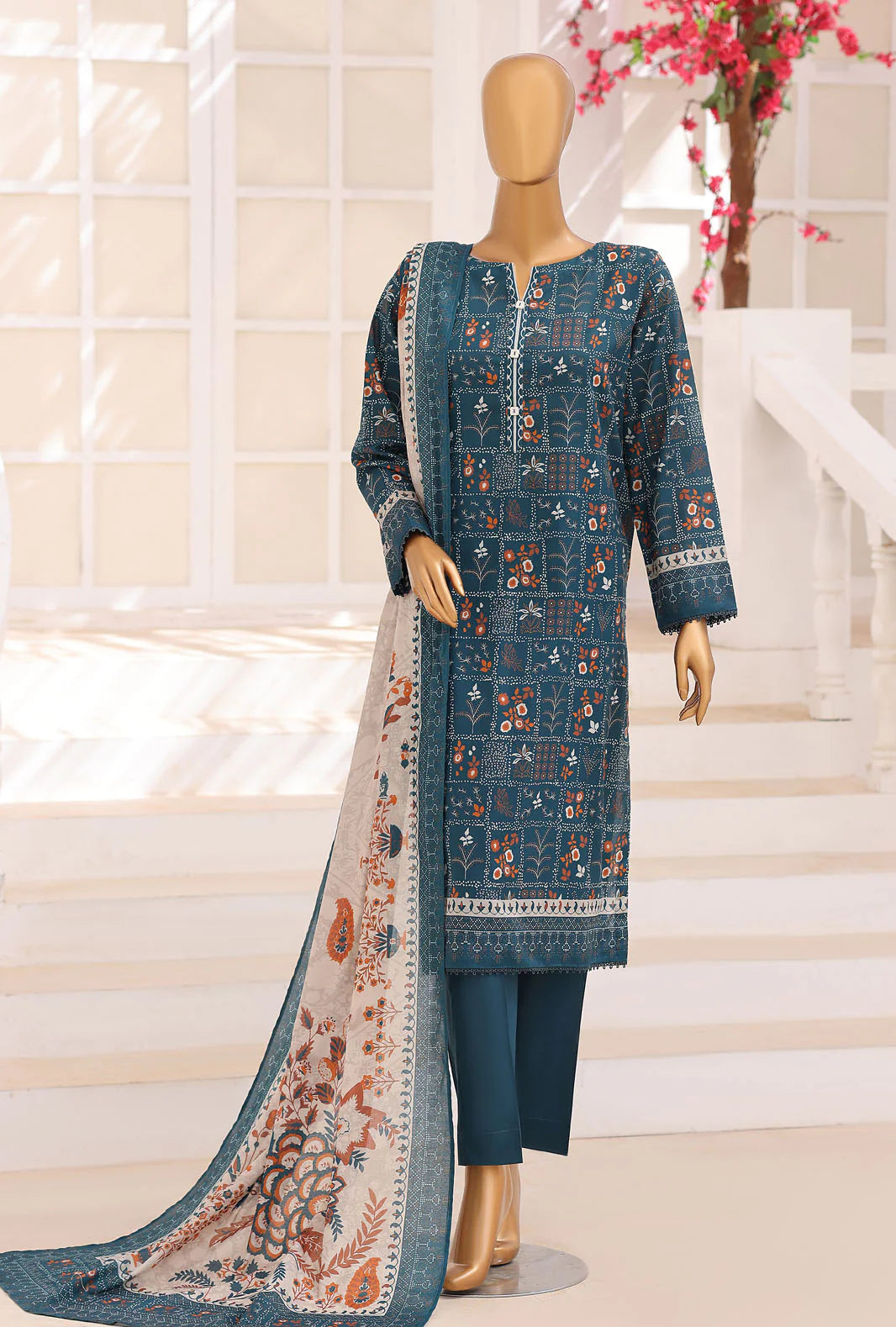 HZ | Platinum Jaipuri Unstitched 3 Piece Digital Printed Lawn