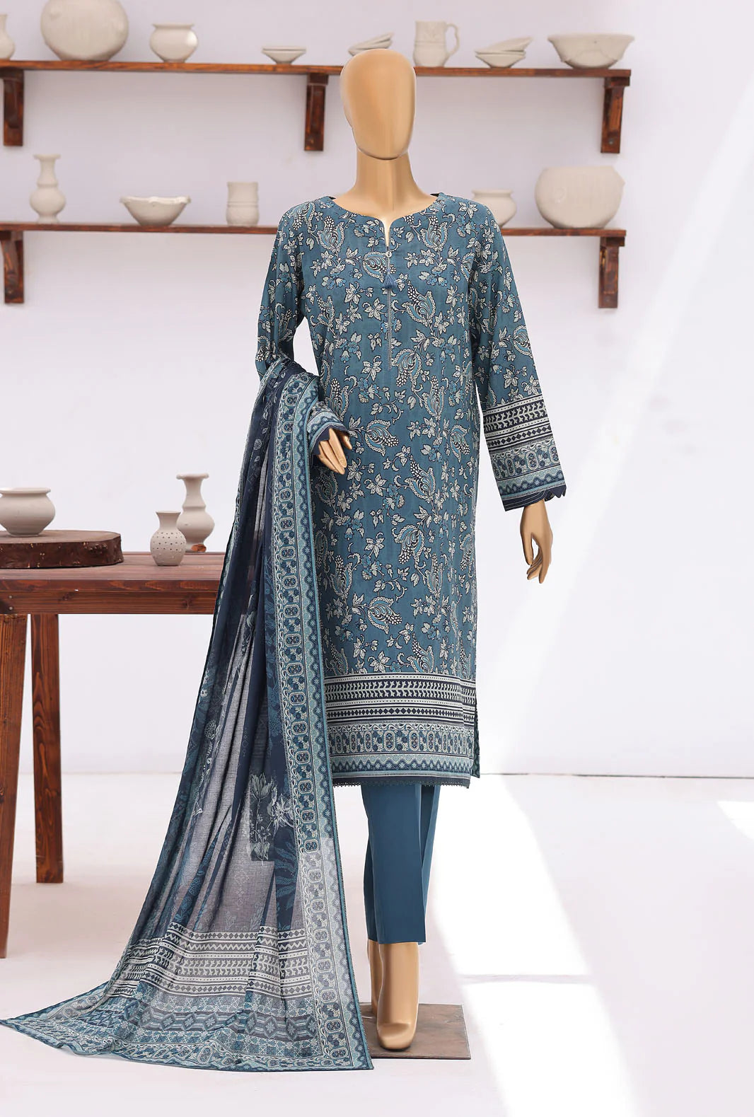 HZ | Platinum Jaipuri Unstitched 3 Piece Digital Printed Lawn