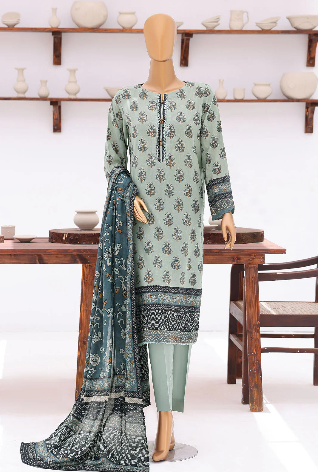 HZ | Platinum Jaipuri Unstitched 3 Piece Digital Printed Lawn
