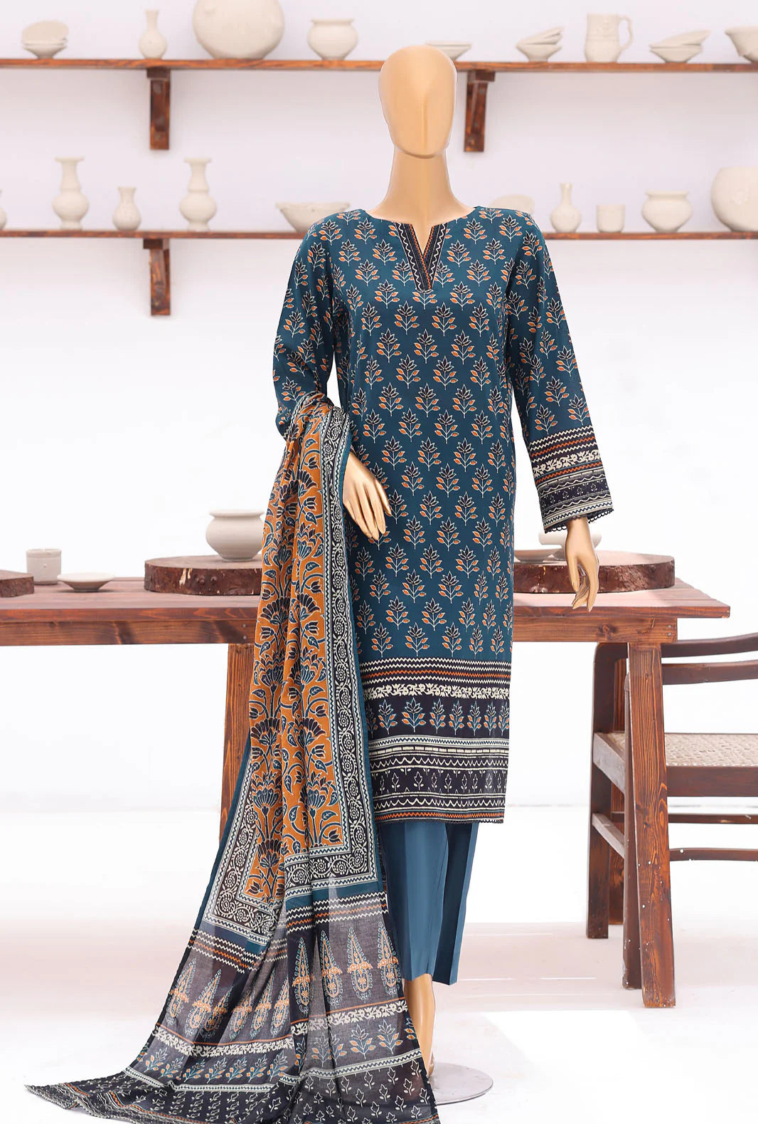 HZ | Platinum Jaipuri Unstitched 3 Piece Digital Printed Lawn
