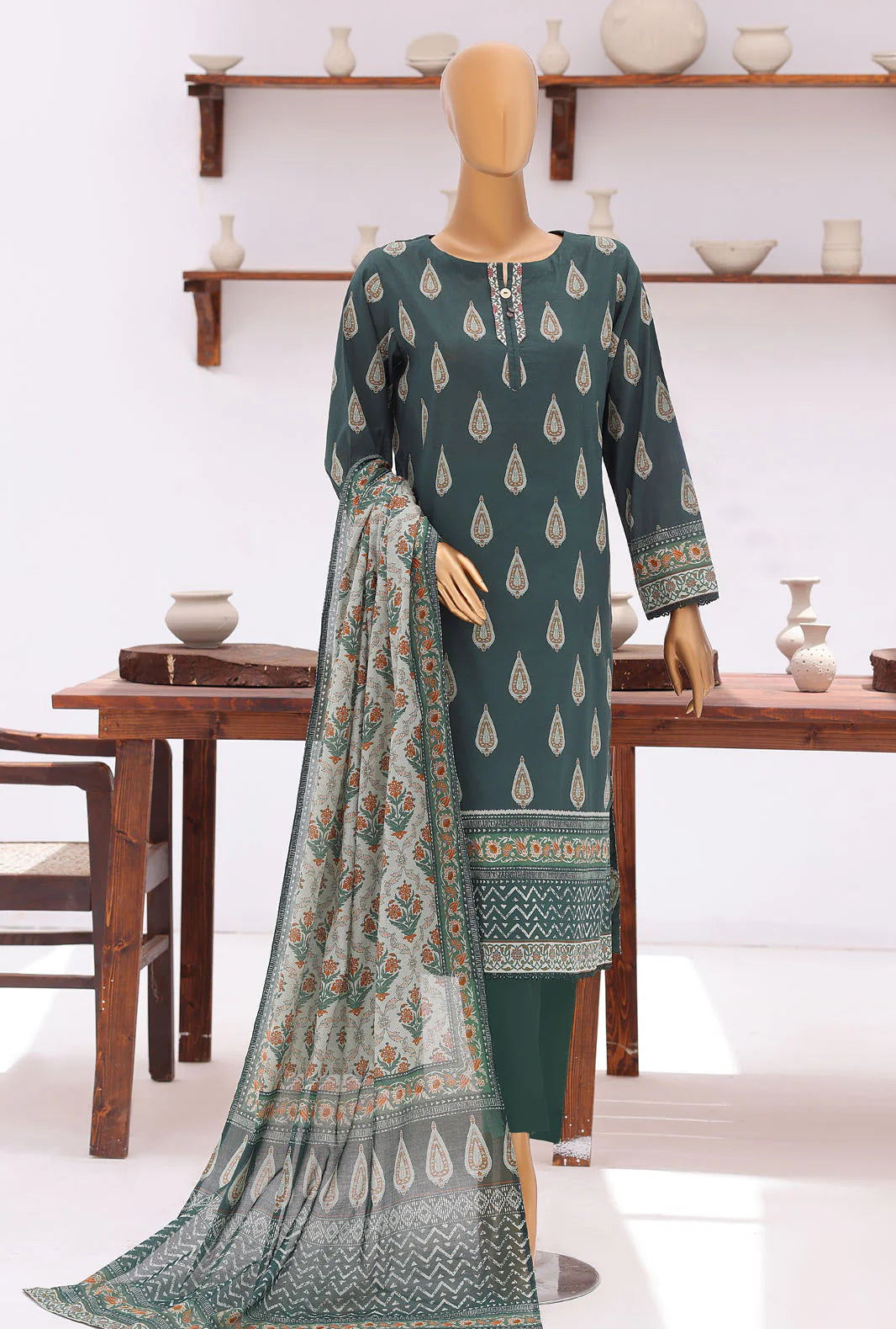 HZ | Platinum Jaipuri Unstitched 3 Piece Digital Printed Lawn
