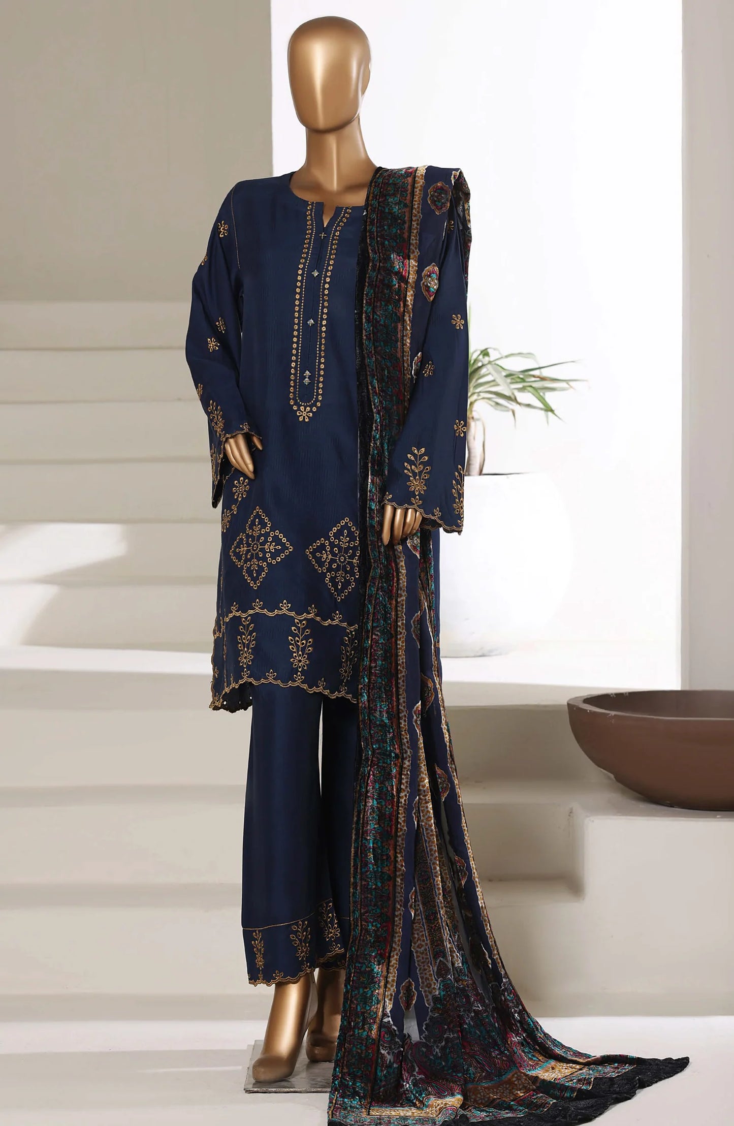 Sada Bahar | Stitch 3 Pc Luxury Embroidered Viscose with Palachi Shawl
