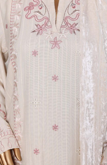 Sadabahar | Luxury Embroidered Dhanak Stitched 3 Pc with Palachi Shawl