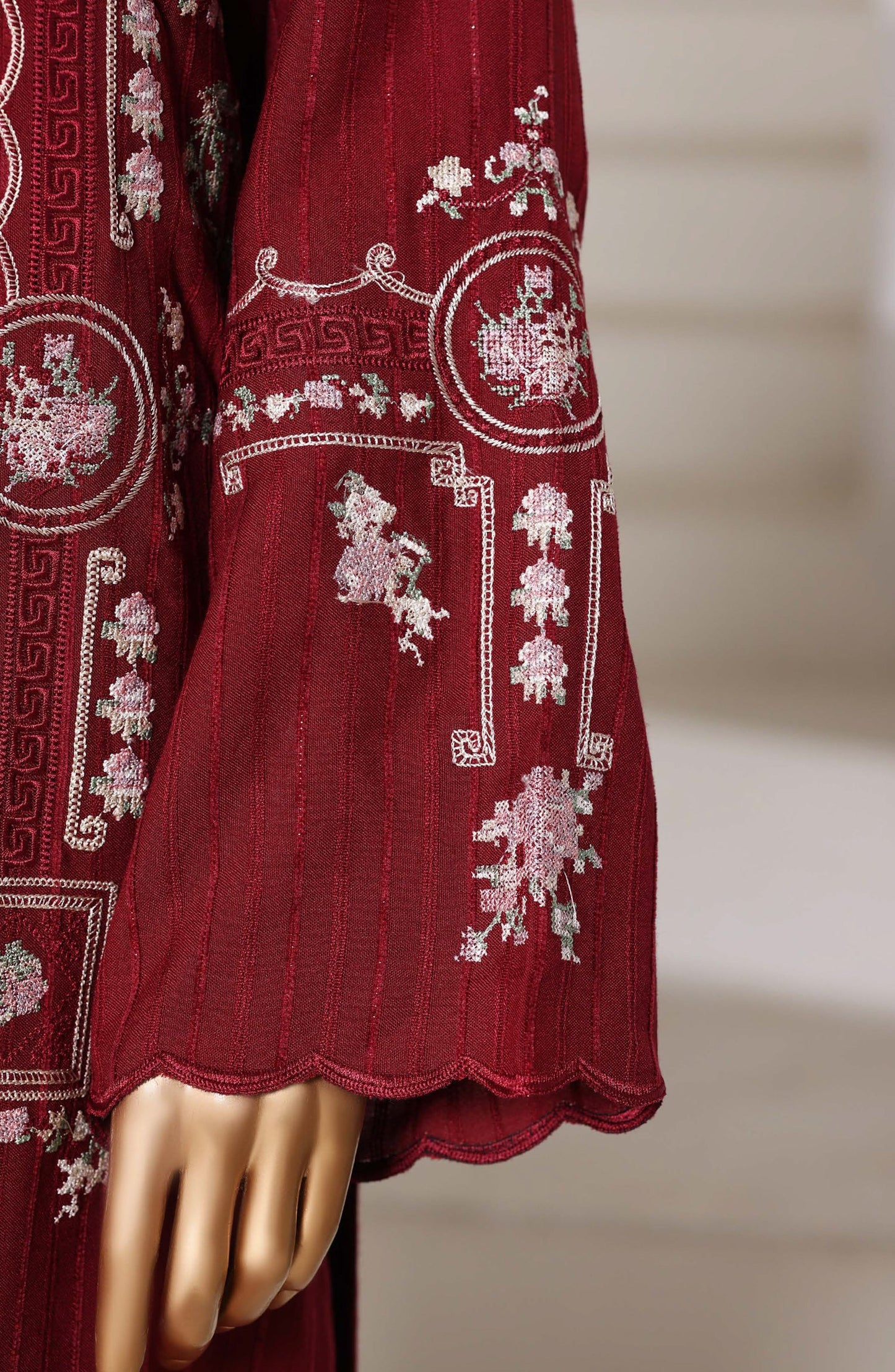 Sadabahar | Luxury Embroidered Dhanak Stitched 3 Pc with Palachi Shawl