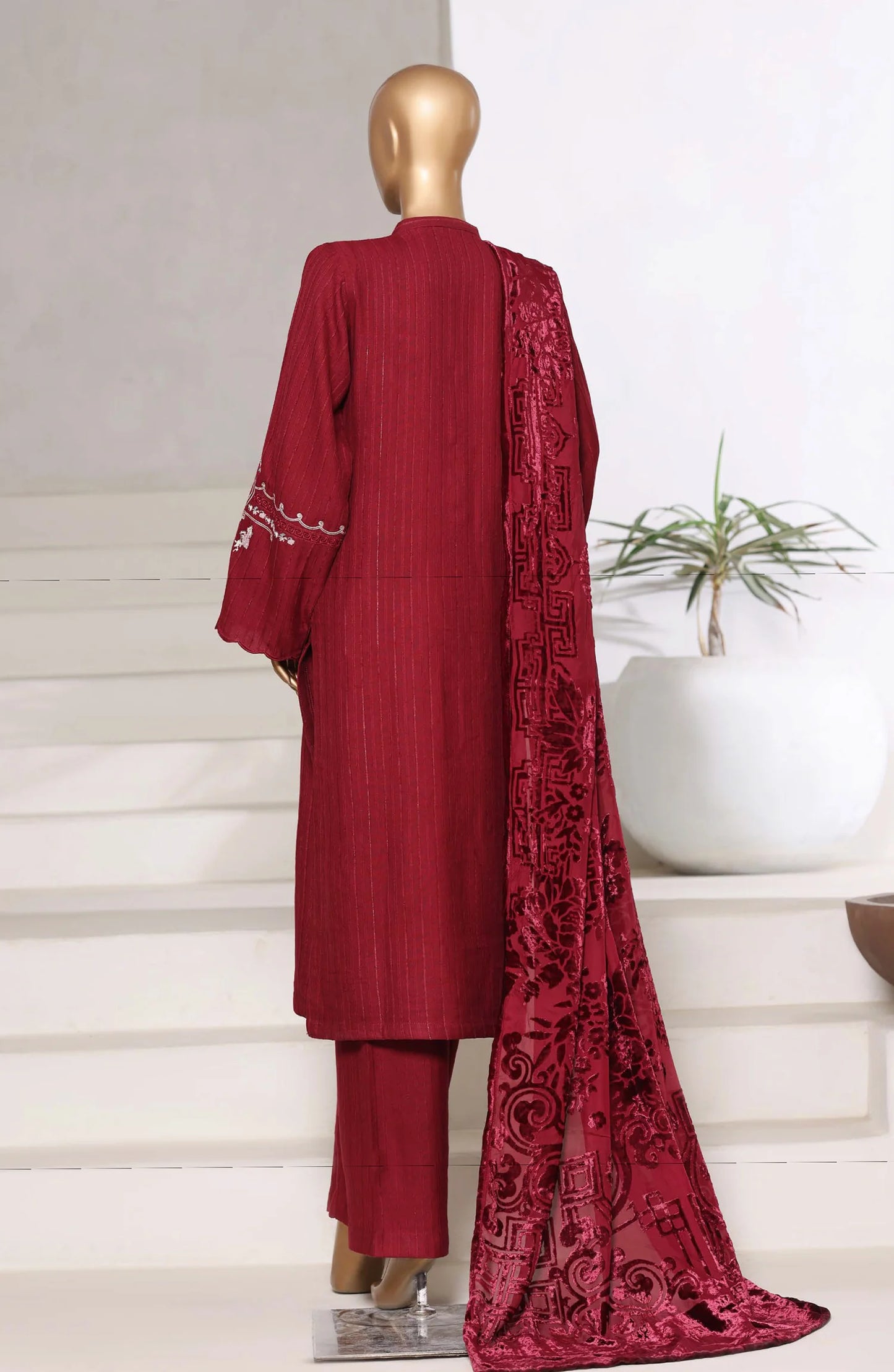 Sadabahar | Luxury Embroidered Dhanak Stitched 3 Pc with Palachi Shawl