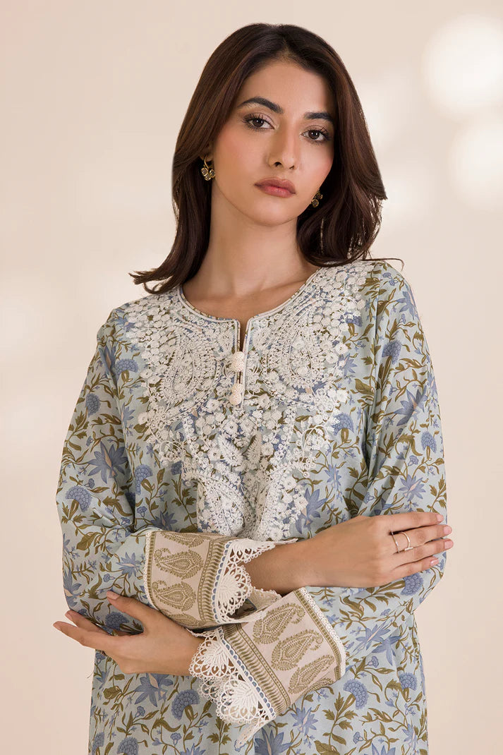 Zellbury Unstitched 2 Pc Printed Embroidered Cotton