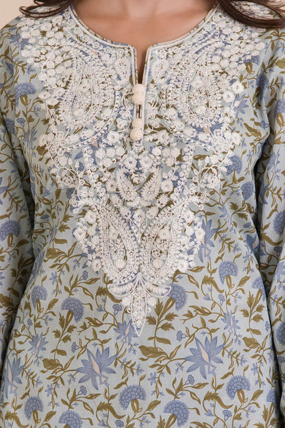 Zellbury Unstitched 2 Pc Printed Embroidered Cotton