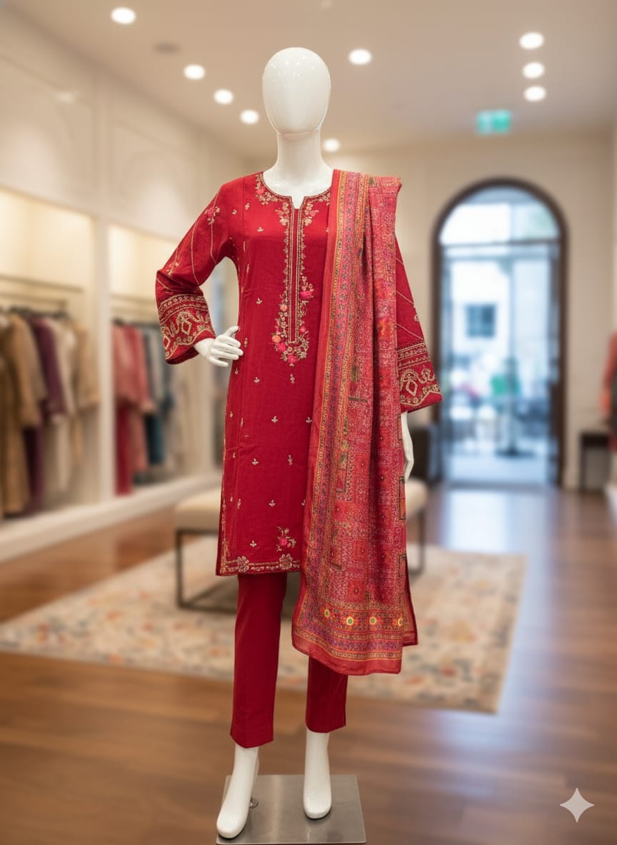 Bin Saeed | Stitched 3pc Embroidered Khaddar Latest Collection