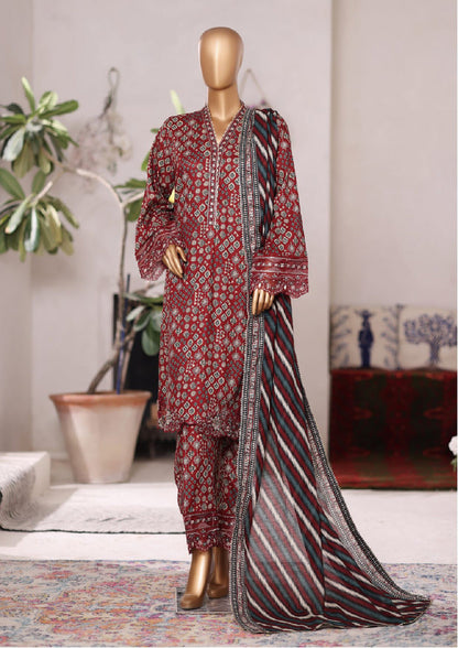 Bin Saeed | Stitched 3PC Embroidered Cotton with Farshi Embroidered Shalwar
